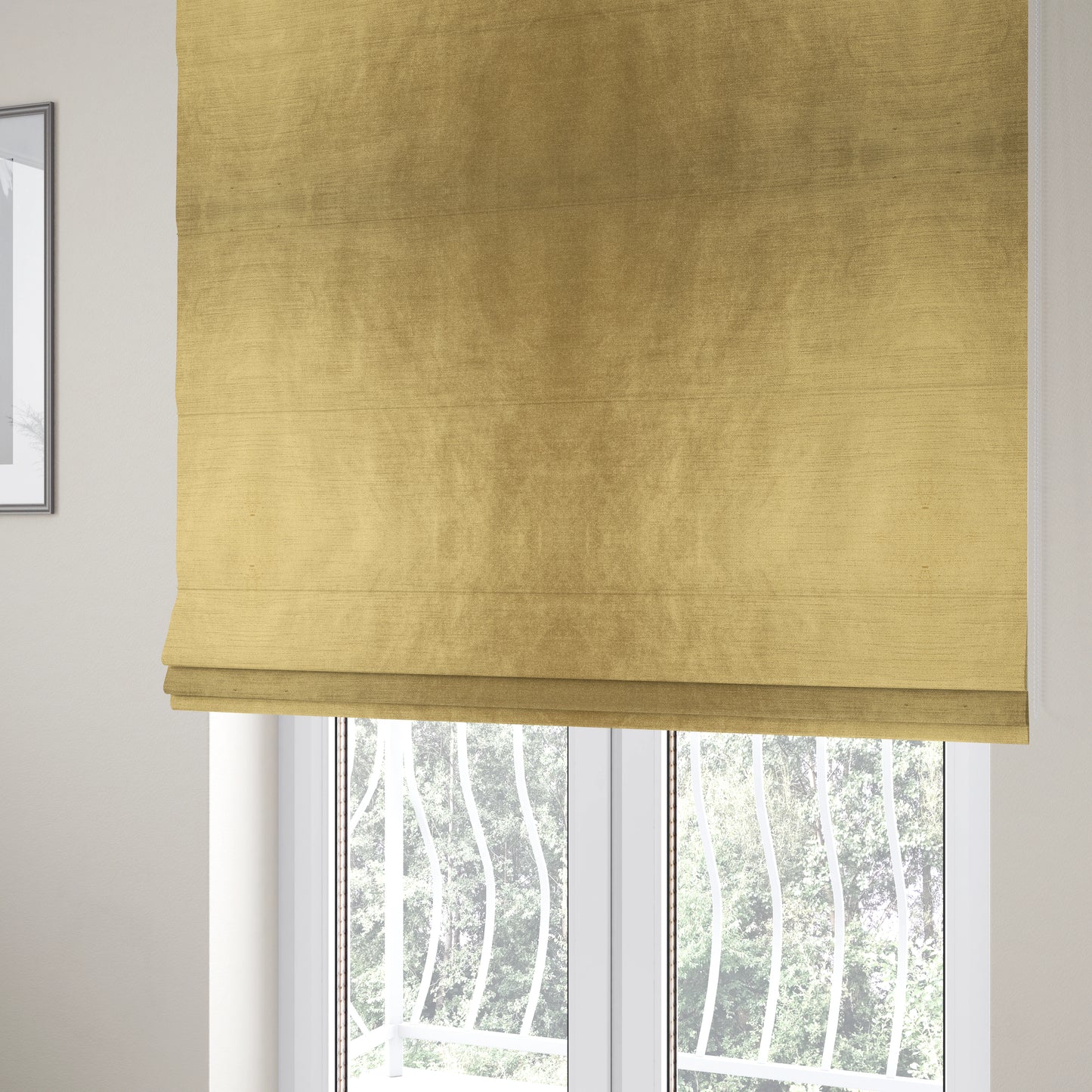 Liberty Textured Plain Shimmer Velvet Gold Upholstery Fabric CTR-2372 - Roman Blinds