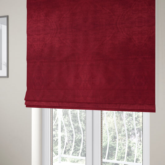 Liberty Textured Plain Shimmer Velvet Red Upholstery Fabric CTR-2385 - Roman Blinds