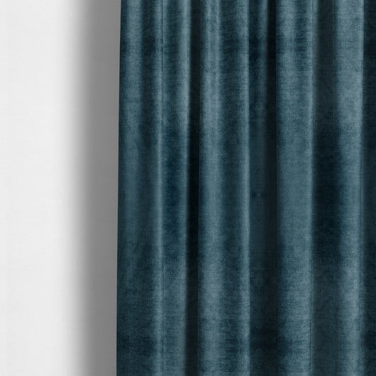 Liberty Textured Plain Shimmer Velvet Blue Upholstery Fabric CTR-2386 - Made To Measure Curtains