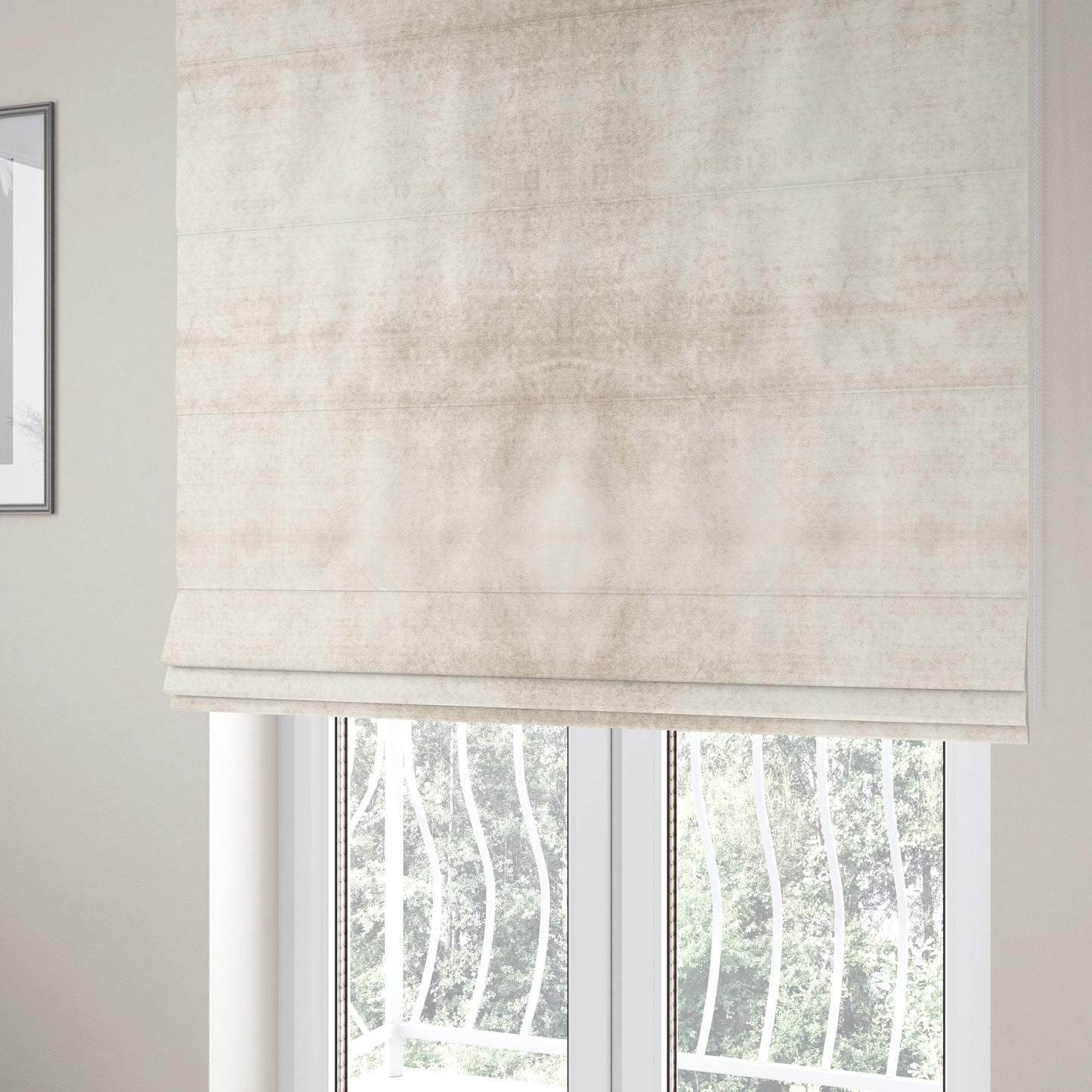 Madrid Soft Plain Shimmer Velvet Beige Upholstery Fabric CTR-2389 - Roman Blinds