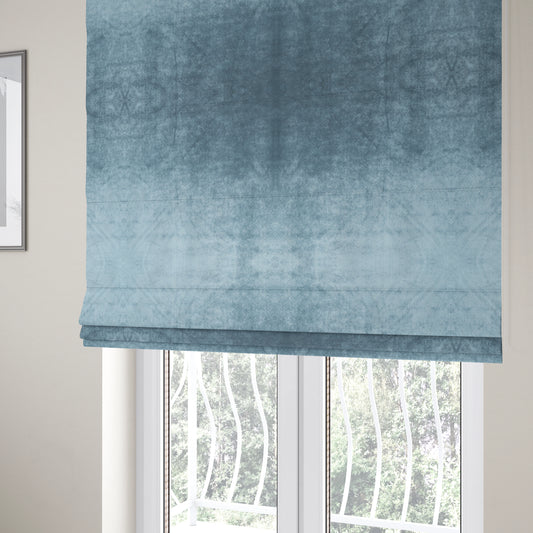 Madrid Soft Plain Shimmer Velvet Blue Upholstery Fabric CTR-2396 - Roman Blinds