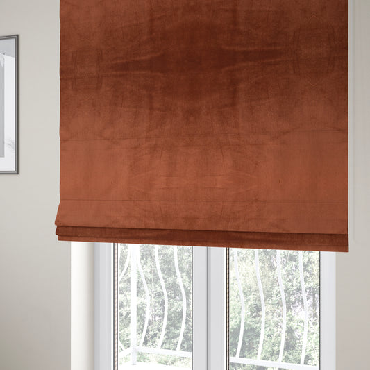 Madrid Soft Plain Shimmer Velvet Orange Upholstery Fabric CTR-2401 - Roman Blinds