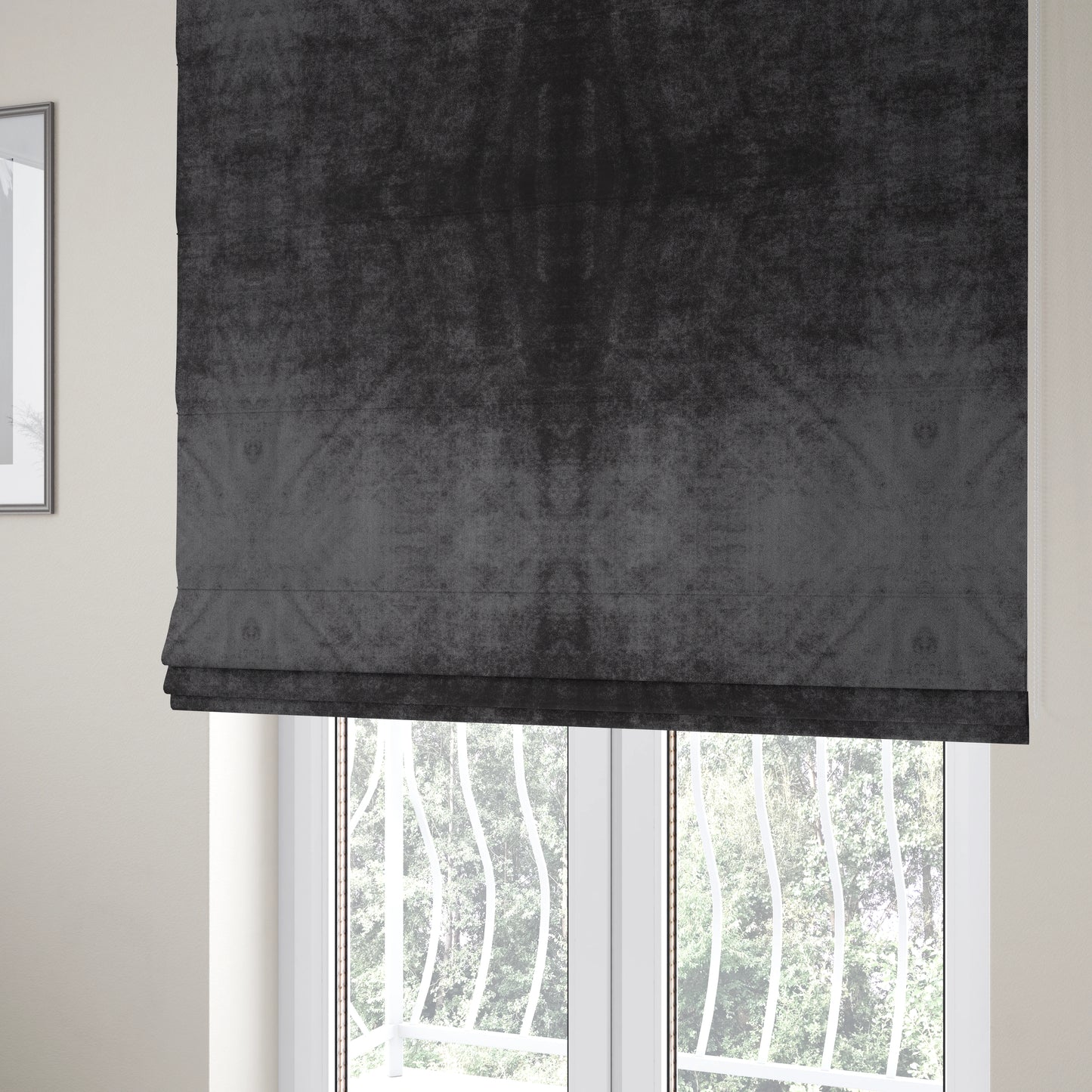 Madrid Soft Plain Shimmer Velvet Charcoal Grey Upholstery Fabric CTR-2402 - Roman Blinds