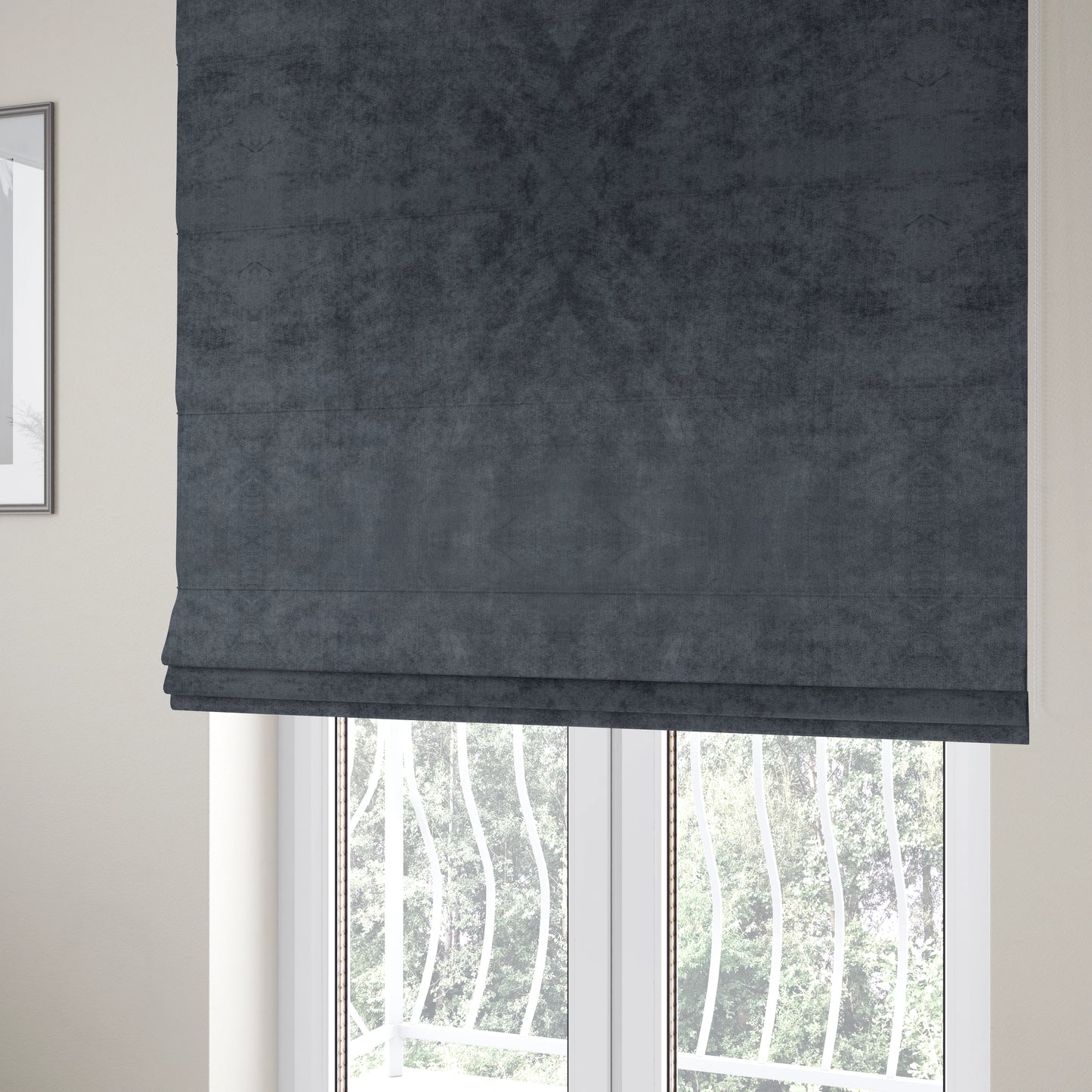 Madrid Soft Plain Shimmer Velvet Graphite Grey Upholstery Fabric CTR-2403 - Roman Blinds