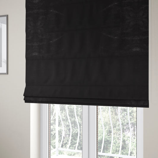 Madrid Soft Plain Shimmer Velvet Black Upholstery Fabric CTR-2404 - Roman Blinds