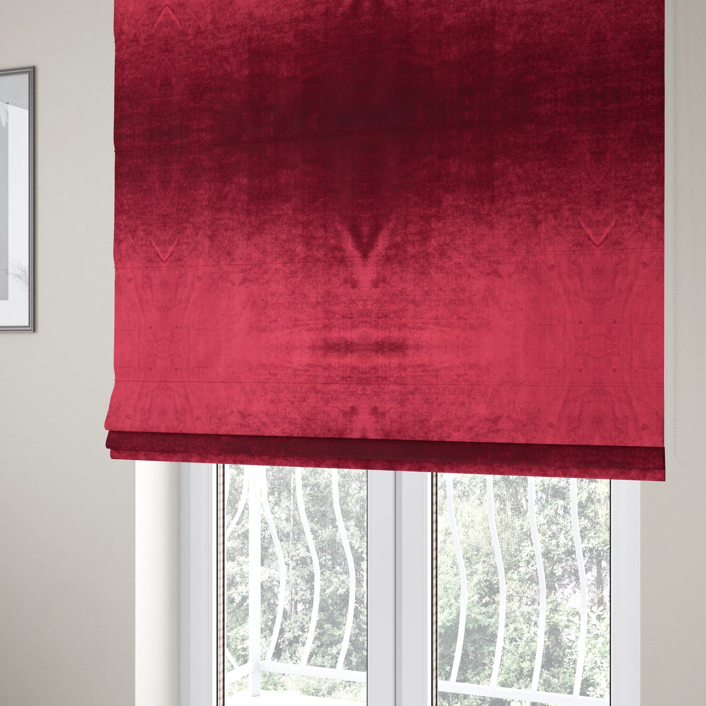 Madrid Soft Plain Shimmer Velvet Red Upholstery Fabric CTR-2405 - Roman Blinds