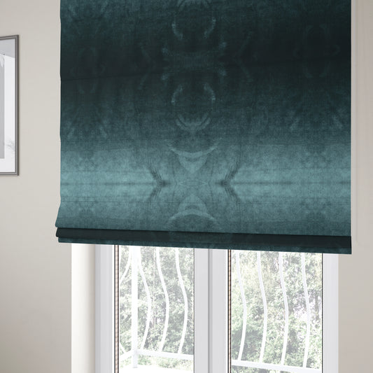 Madrid Soft Plain Shimmer Velvet Teal Blue Upholstery Fabric CTR-2408 - Roman Blinds