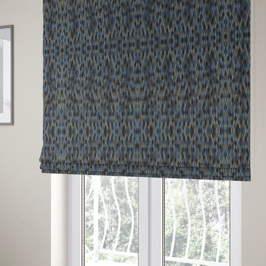 Morelia Mosaic Pattern Quilted Blue Black Upholstery Fabric CTR-2413 - Roman Blinds