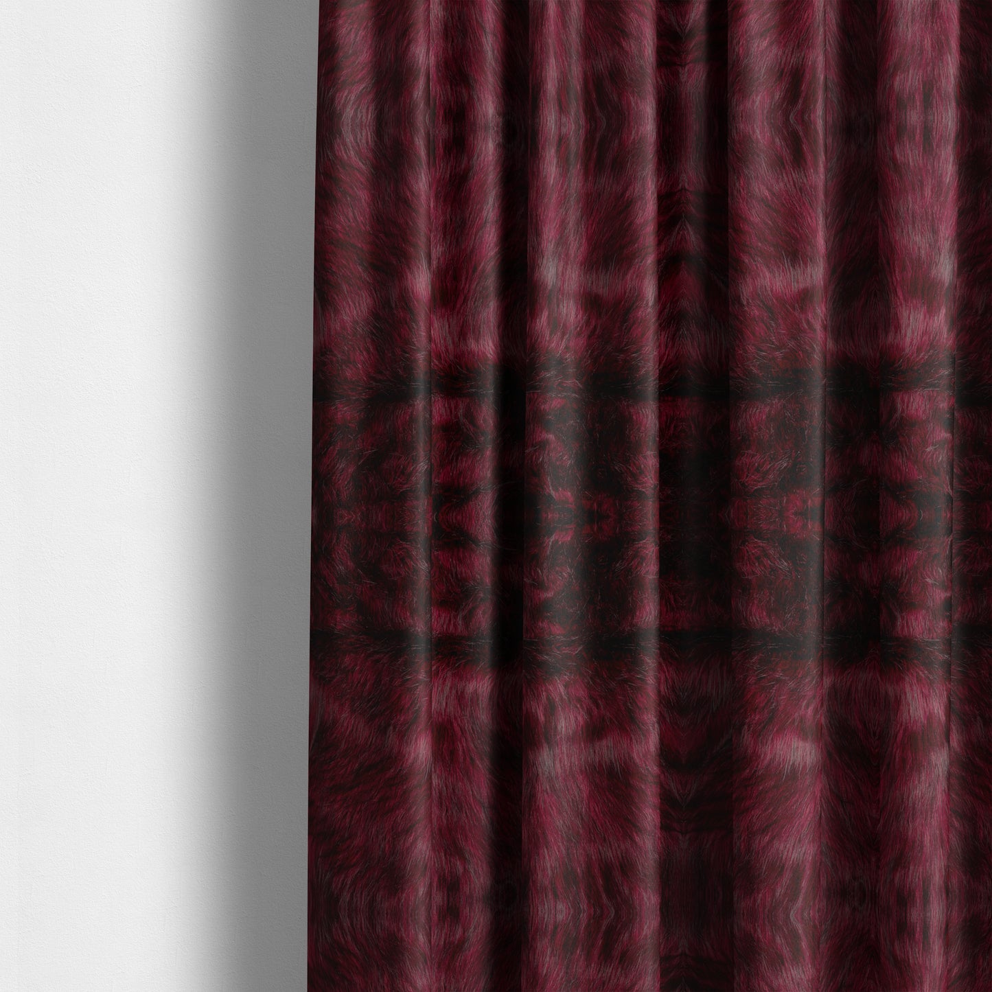 Silkie Faux Fur Material Burgundy Red Colour Fabric CTR-2417 - Made To Measure Curtains