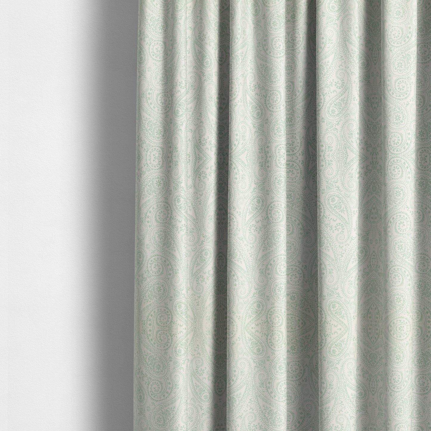 Istanbul Range Of Faint Paisley Pattern In Green Colour Furnishing Fabric CTR-242 - Made To Measure Curtains