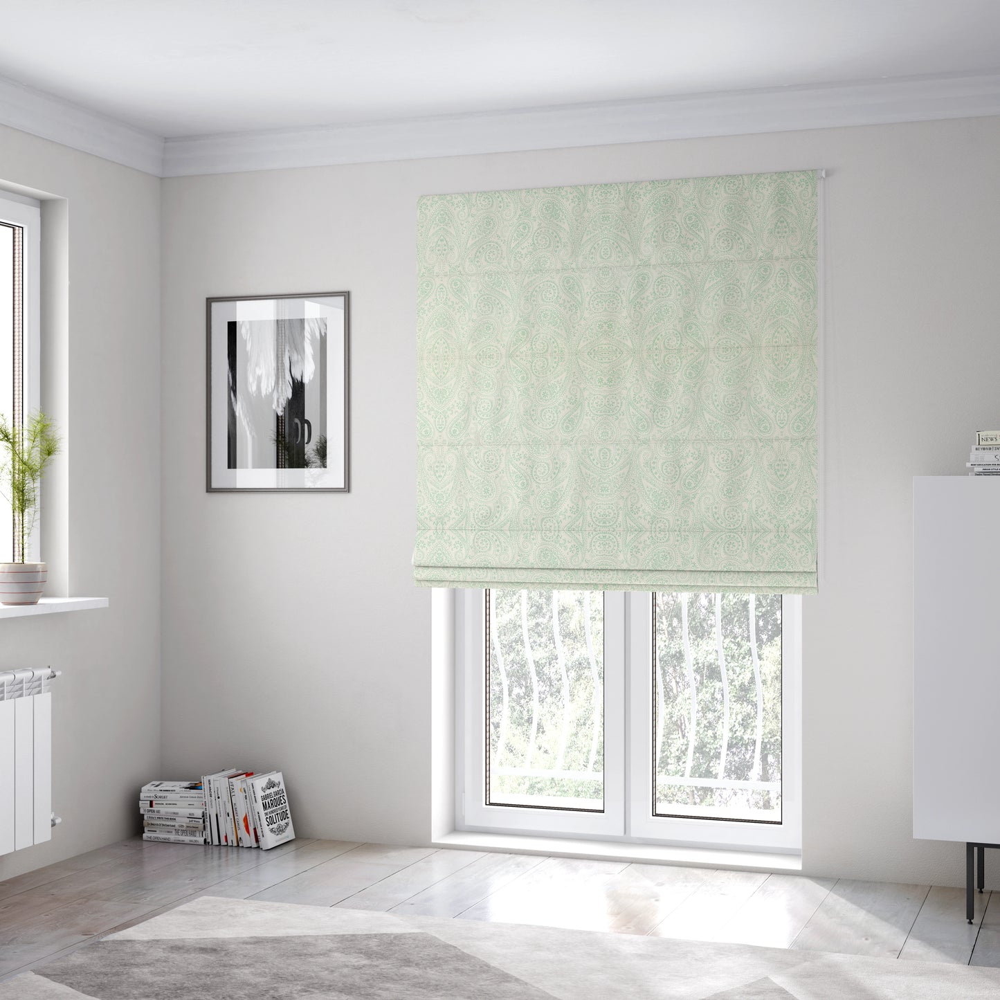 Istanbul Range Of Faint Paisley Pattern In Green Colour Furnishing Fabric CTR-242 - Roman Blinds