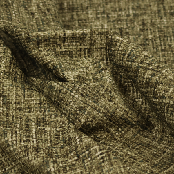 Parson Soft Velour Printed Weave Effect Upholstery Fabric Moss Green Colour CTR-2427