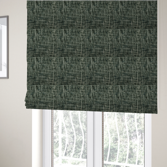 Parson Soft Velour Printed Weave Effect Upholstery Fabric Green Colour CTR-2428 - Roman Blinds