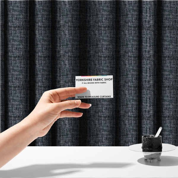 Parson Soft Velour Printed Weave Effect Upholstery Fabric Navy Blue Colour CTR-2429 - Made To Measure Curtains