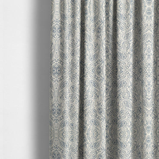 Istanbul Range Of Faint Paisley Pattern In Blue Colour Furnishing Fabric CTR-243 - Made To Measure Curtains