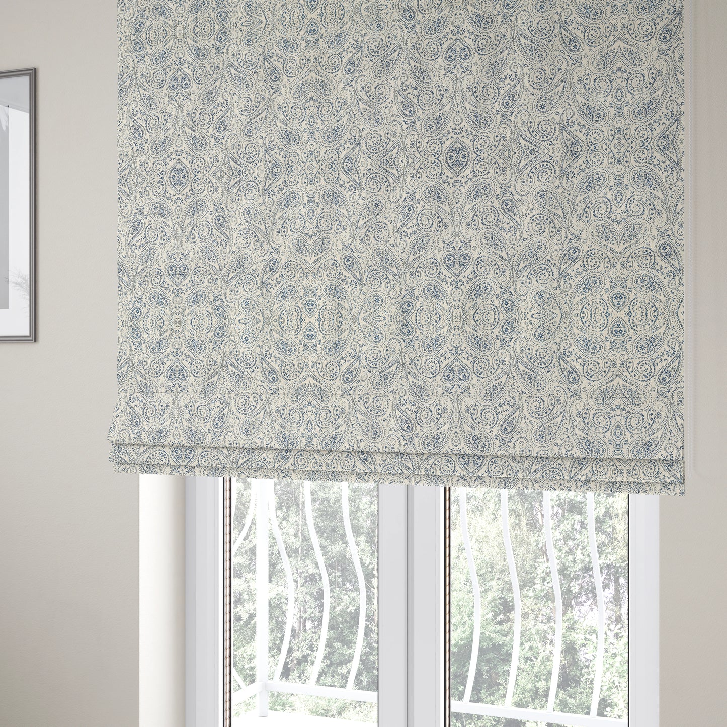 Istanbul Range Of Faint Paisley Pattern In Blue Colour Furnishing Fabric CTR-243 - Roman Blinds