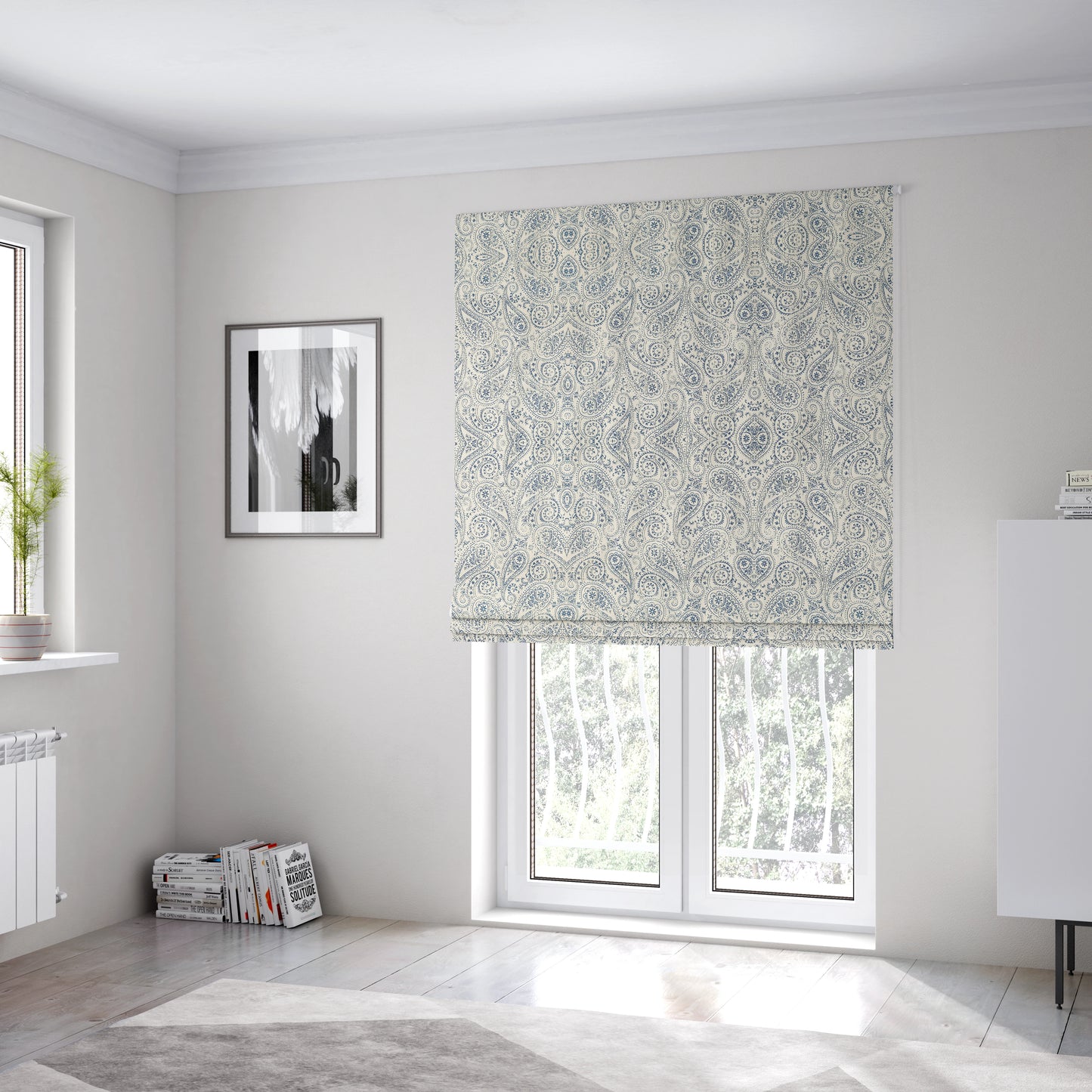 Istanbul Range Of Faint Paisley Pattern In Blue Colour Furnishing Fabric CTR-243 - Roman Blinds