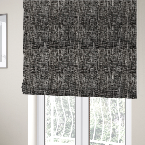 Parson Soft Velour Printed Weave Effect Upholstery Fabric Grey Colour CTR-2431 - Roman Blinds