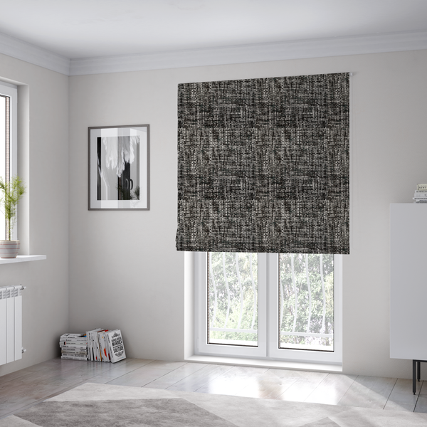 Parson Soft Velour Printed Weave Effect Upholstery Fabric Grey Colour CTR-2431 - Roman Blinds