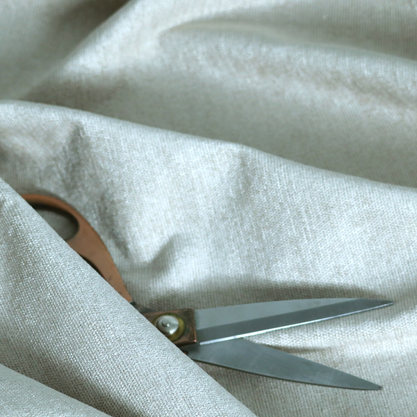 Lima Plain Smooth Textured Chenille In Cream Colour Upholstery Fabric CTR-2433