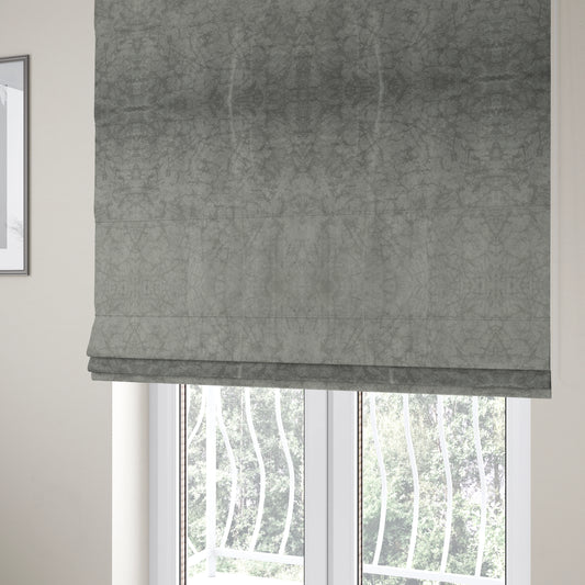 Brooklyn Marble Pattern Velvet Grey Upholstery Fabric CTR-2435 - Roman Blinds