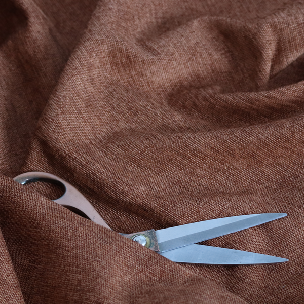 Lima Plain Smooth Textured Chenille In Orange Colour Upholstery Fabric CTR-2438