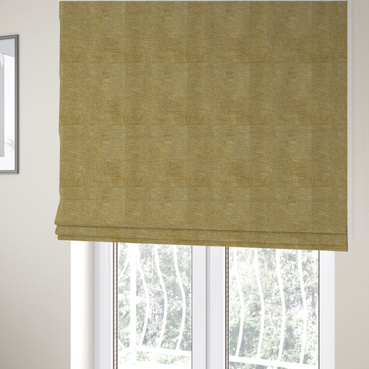 Lima Plain Smooth Textured Chenille In Yellow Colour Upholstery Fabric CTR-2439 - Roman Blinds