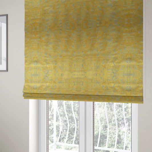 Brooklyn Marble Pattern Velvet Yellow Upholstery Fabric CTR-2439 - Roman Blinds