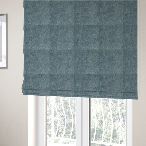 Lima Plain Smooth Textured Chenille In Teal Colour Upholstery Fabric CTR-2440 - Roman Blinds