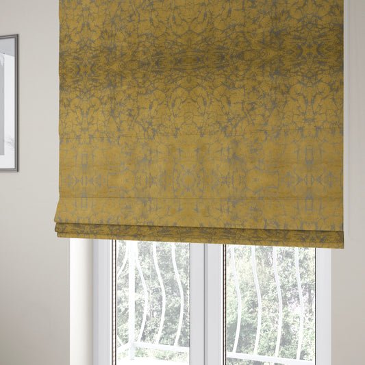 Brooklyn Marble Pattern Velvet Golden Yellow Upholstery Fabric CTR-2440 - Roman Blinds