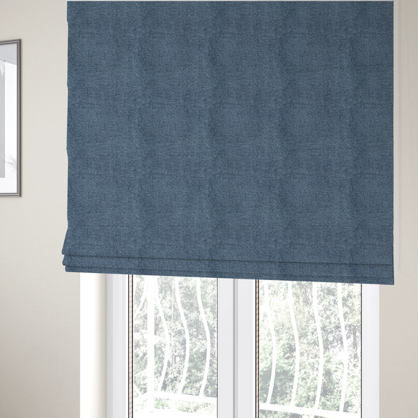 Lima Plain Smooth Textured Chenille In Dark Blue Colour Upholstery Fabric CTR-2441 - Roman Blinds