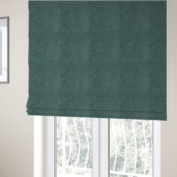 Lima Plain Smooth Textured Chenille In Dark Green Colour Upholstery Fabric CTR-2442 - Roman Blinds