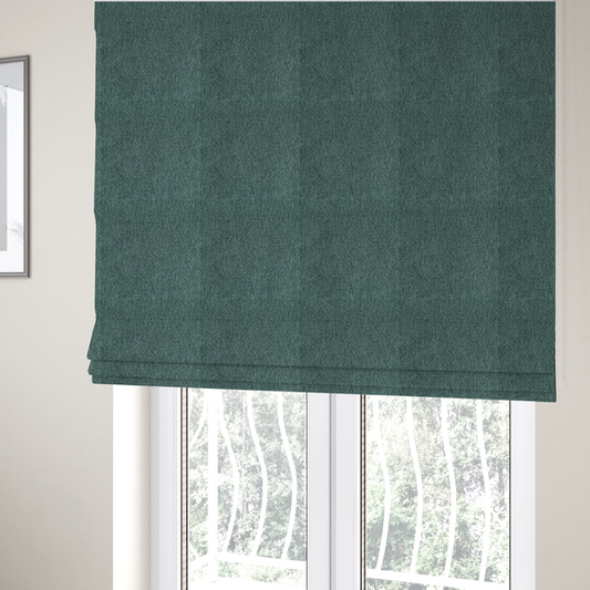 Lima Plain Smooth Textured Chenille In Dark Green Colour Upholstery Fabric CTR-2442 - Roman Blinds