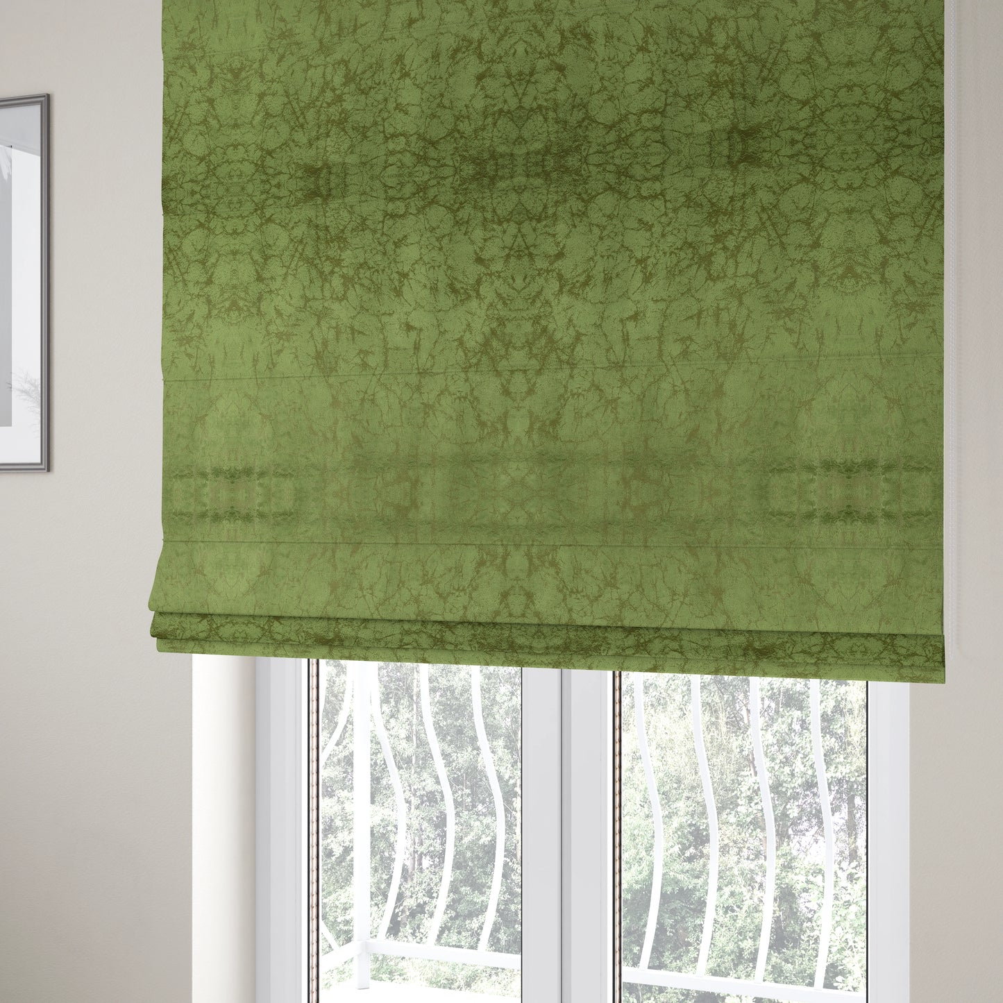 Brooklyn Marble Pattern Velvet Green Upholstery Fabric CTR-2442 - Roman Blinds