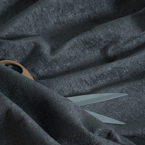 Lima Plain Smooth Textured Chenille In Black Colour Upholstery Fabric CTR-2446