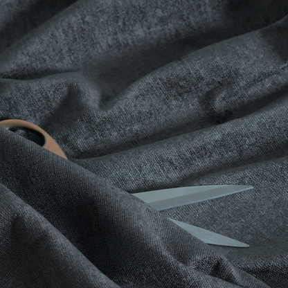 Lima Plain Smooth Textured Chenille In Black Colour Upholstery Fabric CTR-2446