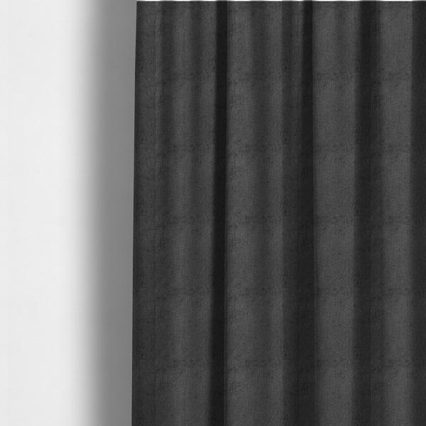 Lima Plain Smooth Textured Chenille In Black Colour Upholstery Fabric CTR-2446 - Made To Measure Curtains
