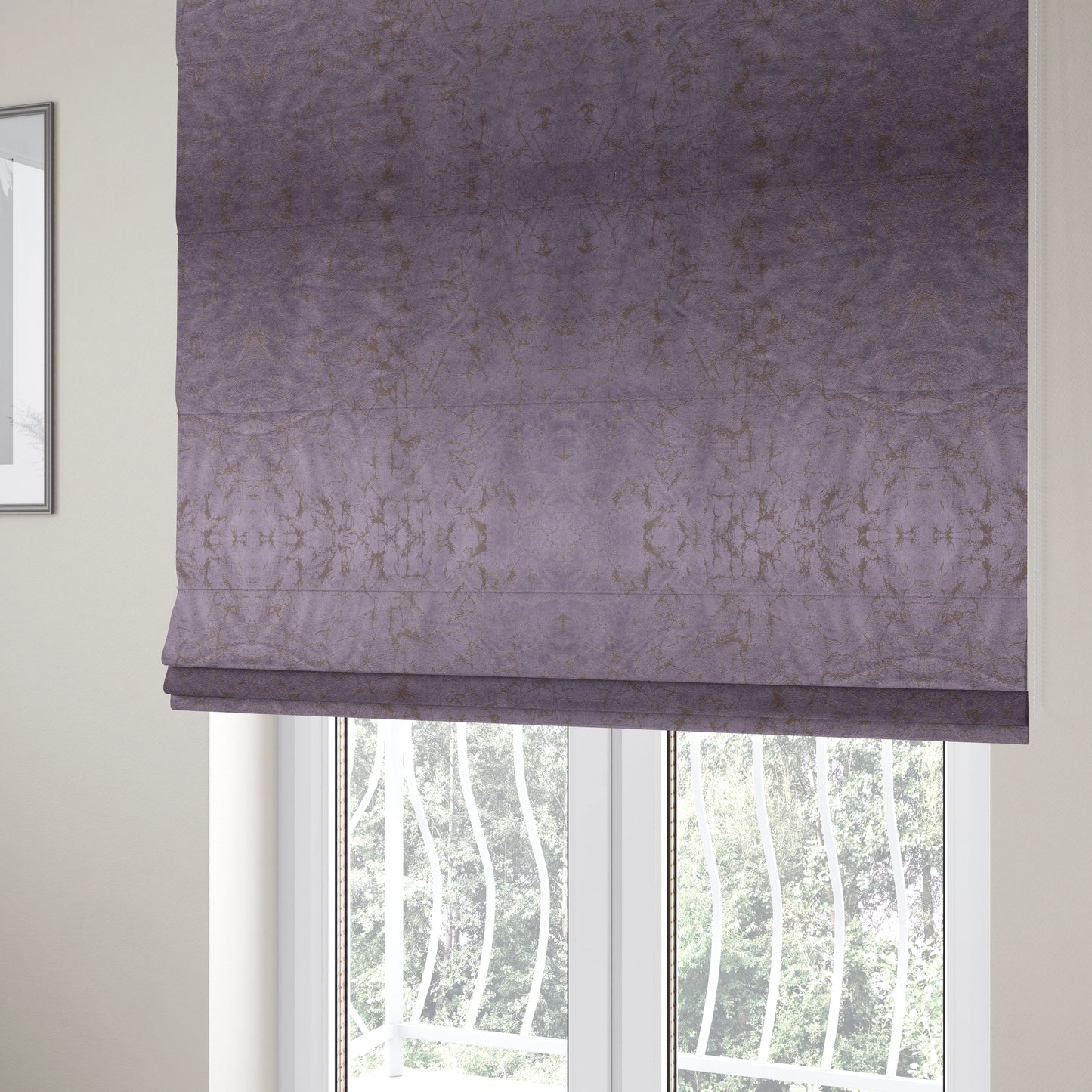 Brooklyn Marble Pattern Velvet Purple Upholstery Fabric CTR-2446 - Roman Blinds