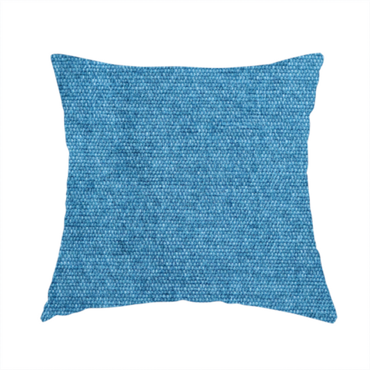 Lima Plain Smooth Textured Chenille In Blue Colour Upholstery Fabric CTR-2447 - Handmade Cushions
