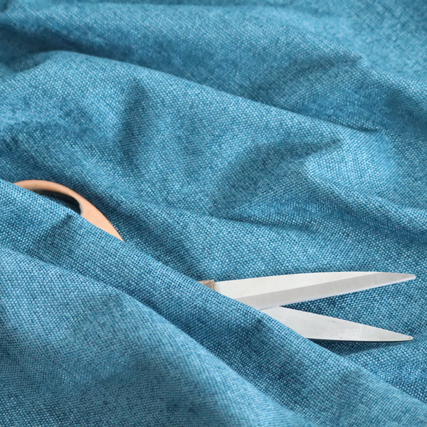 Lima Plain Smooth Textured Chenille In Blue Colour Upholstery Fabric CTR-2447