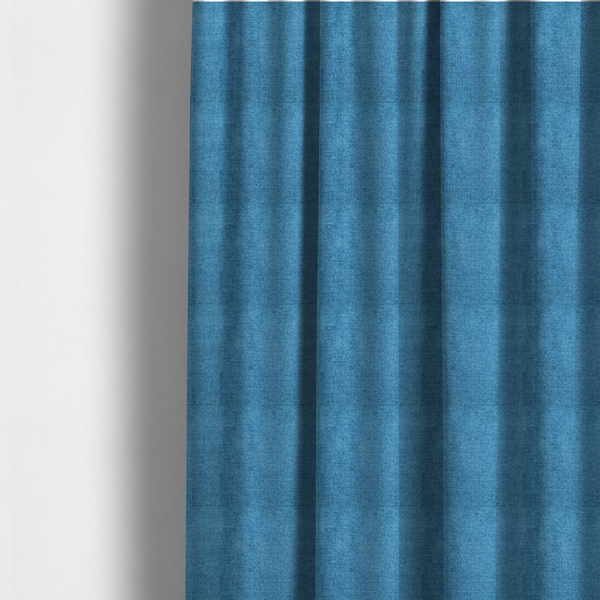 Lima Plain Smooth Textured Chenille In Blue Colour Upholstery Fabric CTR-2447 - Made To Measure Curtains