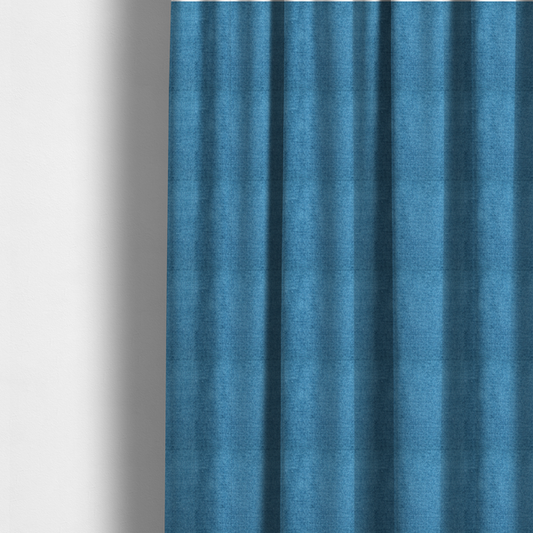 Lima Plain Smooth Textured Chenille In Blue Colour Upholstery Fabric CTR-2447 - Made To Measure Curtains