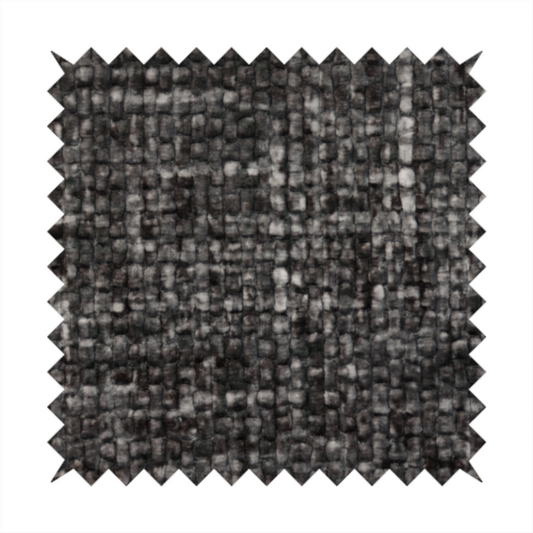 Parson Soft Velour Printed Weave Effect Upholstery Fabric Dark Grey Colour CTR-2448