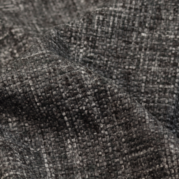 Parson Soft Velour Printed Weave Effect Upholstery Fabric Dark Grey Colour CTR-2448