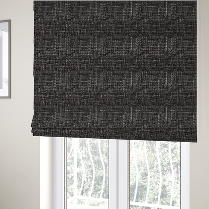 Parson Soft Velour Printed Weave Effect Upholstery Fabric Dark Grey Colour CTR-2448 - Roman Blinds