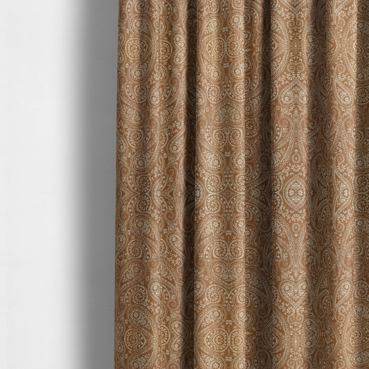 Istanbul Range Of Faint Paisley Pattern In Brown Rust Colour Furnishing Fabric CTR-247 - Made To Measure Curtains