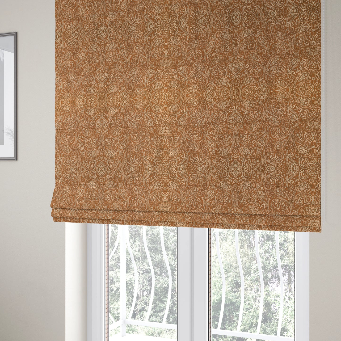 Istanbul Range Of Faint Paisley Pattern In Brown Rust Colour Furnishing Fabric CTR-247 - Roman Blinds