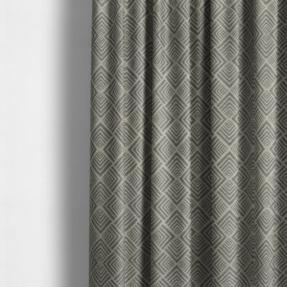 Bahija Geometric Uniformed Pattern Grey Colour Upholstery Fabric CTR-2474 - Made To Measure Curtains