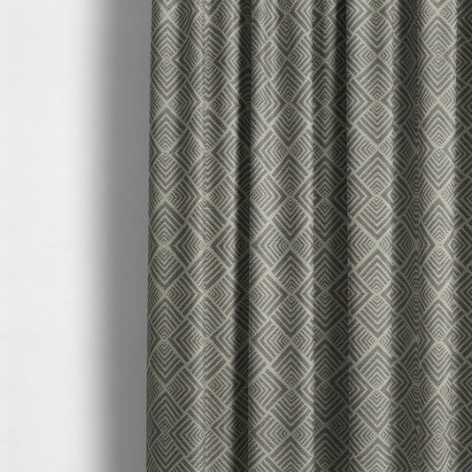 Bahija Geometric Uniformed Pattern Grey Colour Upholstery Fabric CTR-2474 - Made To Measure Curtains