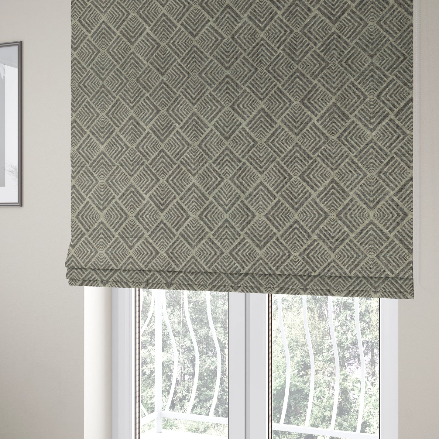 Bahija Geometric Uniformed Pattern Grey Colour Upholstery Fabric CTR-2474 - Roman Blinds